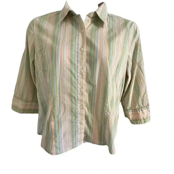 Christopher Banks women's button up shirt pastel striped size xl - Picture 1 of 11
